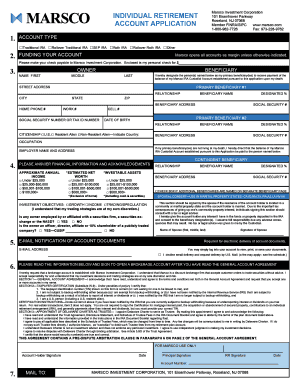 MARSCO IRA ACCOUNT APPLICATION Statistics and Data Analysis  Form