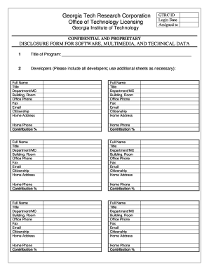 Software Disclosure Form Georgia Institute of Technology