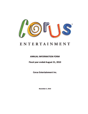Annual Information Form Corus Entertainment