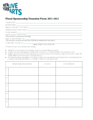 Fiscal Sponsorship Donation Form New York Live Arts