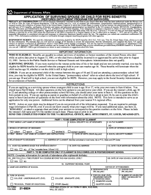 APPLICATION of SURVIVING SPOUSE or CHILD for REPS  Form