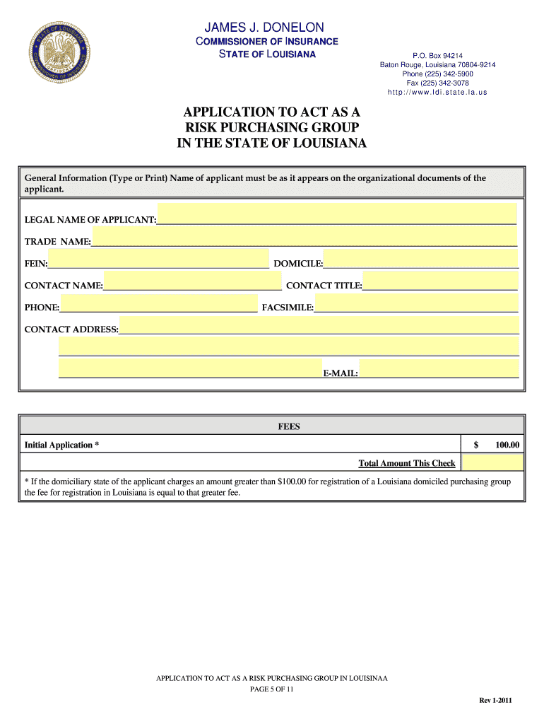 INSTRUCTIONS for APPLICATION to ACT as a RISK  Form