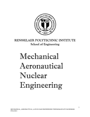MECHANICAL, AERONAUTICAL, &amp; NUCLEAR ENGINEERING UNDERGRADUATE HANDBOOK  Form