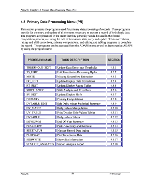 4 5 Primary Data Processing Menu PR USGS Pubs Usgs  Form