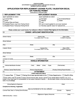 Application for Replacement License Plate, Validation NBA Com  Form