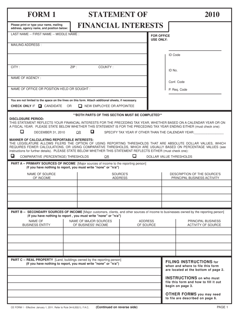 Form 1 2010ver2fnl Indd Florida Commission on Ethics