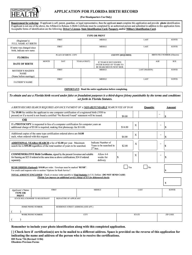 Lee County Health Department Vital Statistics Office 83 Pondella Road North Fort Myers, FL 33903 Monday to Friday 900 Am to 400   Form