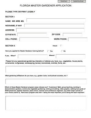 FLORIDA MASTER GARDENER APPLICATION  Form