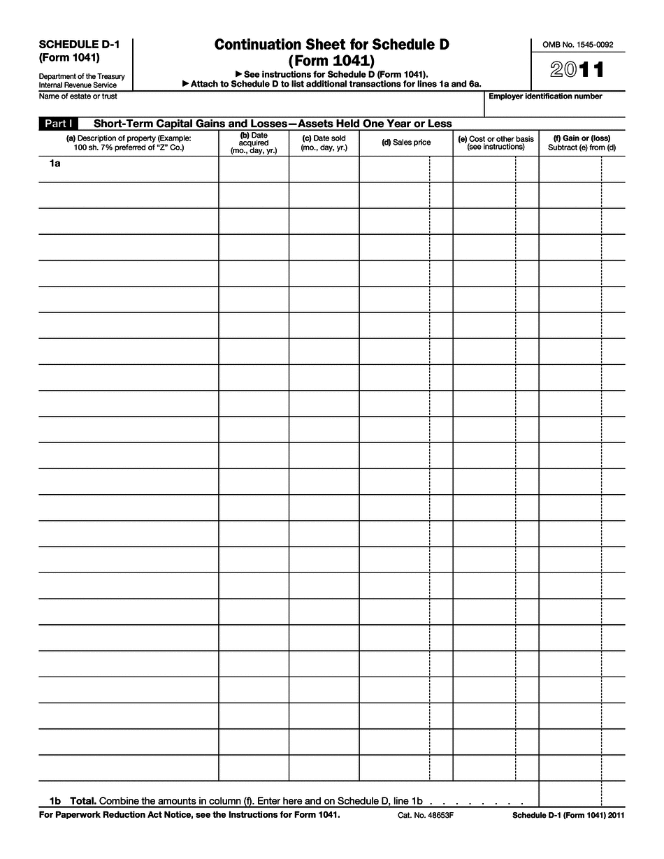 Irs Form 1041 Schedule D 1