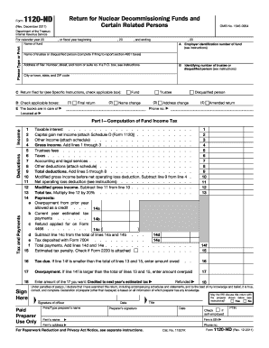 Form 1120 ND Rev December Return for Nuclear Decommissioning Funds and Certain Related Persons