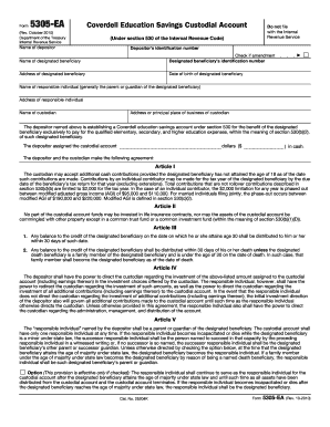 Form 5305 EA Rev October Coverdell Education Savings Custodial Account