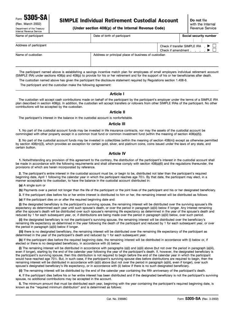  Form 5305 Sa 2002