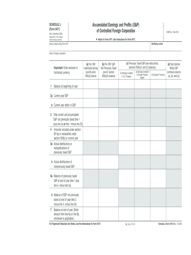 Form 5471 Schedule J Example