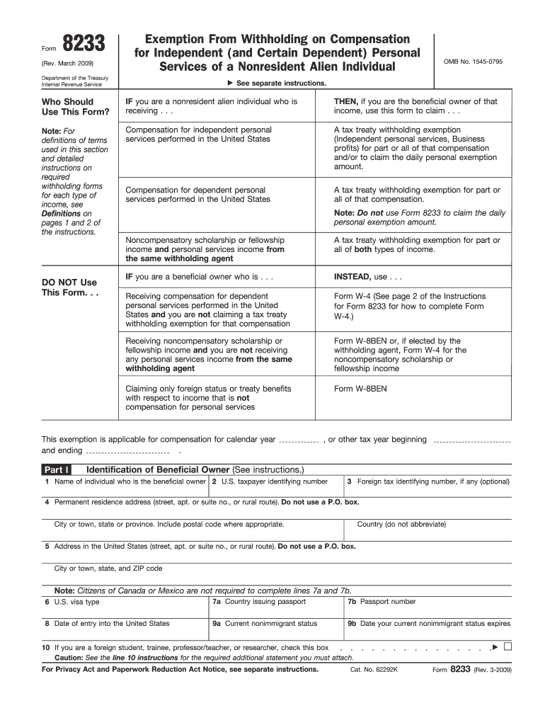 Form 8233 Rev December Fill in Capable