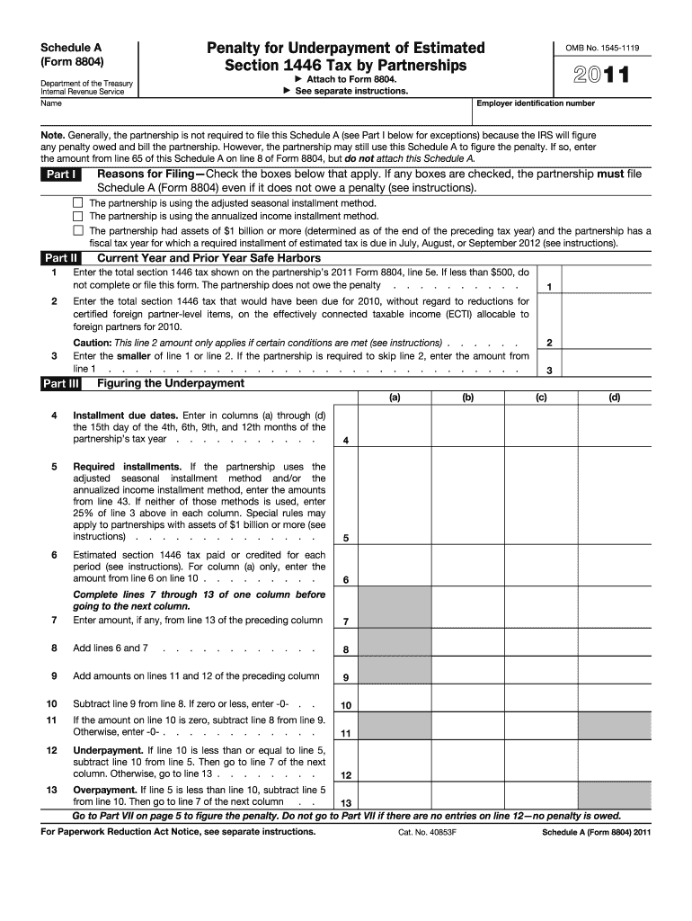 Get and Sign 8804 Form 2011