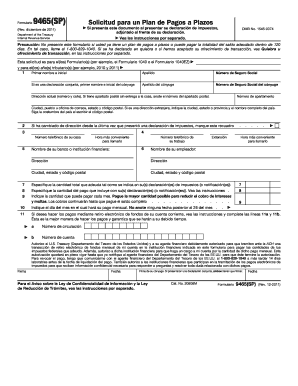 Form 9465 SP Rev December Internal Revenue Service