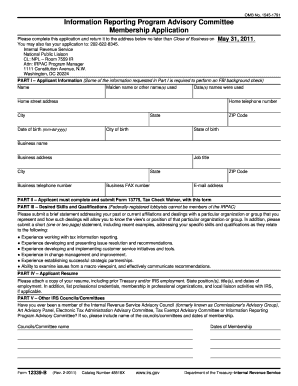 Form 12339 B Rev 2 Information Reporting Program Advisory Committee Membership Application