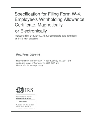 Publication 1245 Rev 2 Specifications for Filing Form W 4, Employee&#039;s Withholding Allowance Certificate, Magnetically or El