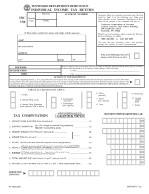  Tennessee Form Inc 250 Fillable 2020