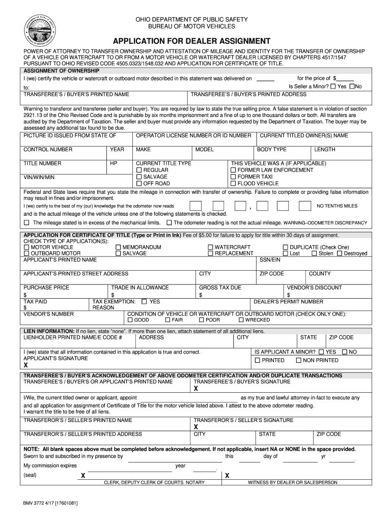 Ohio Title Transfer Request Form