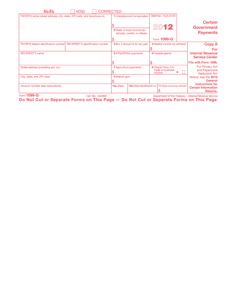  1099 G Form 2012