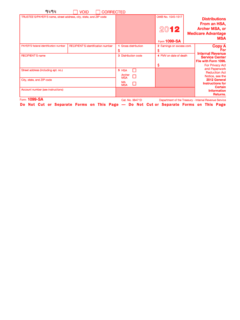  1099 Sa Form 2012