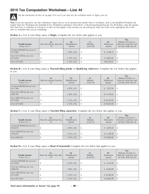 Tax Computation Worksheet  Form