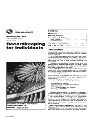Publication 552 Rev December Recordkeeping for Individuals  Form