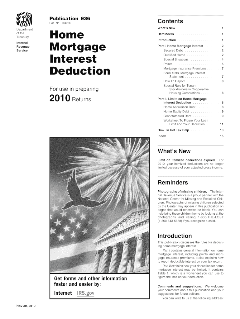  Home Mortgage Interest Worksheet Form 2010