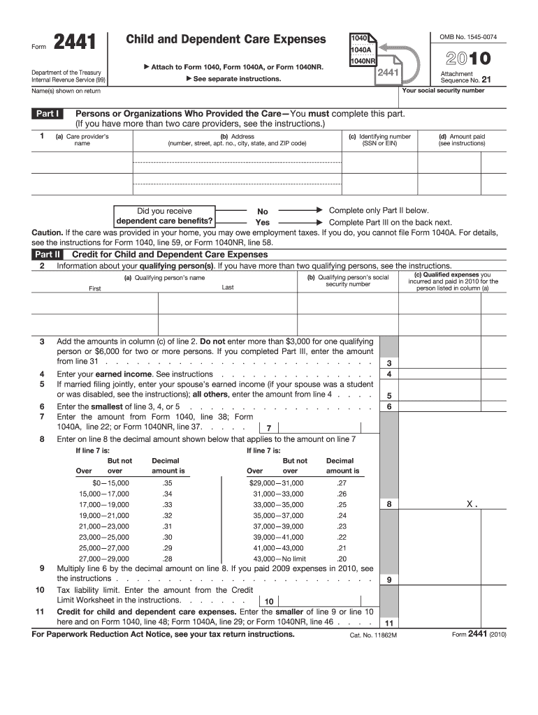  2441 Form 2010