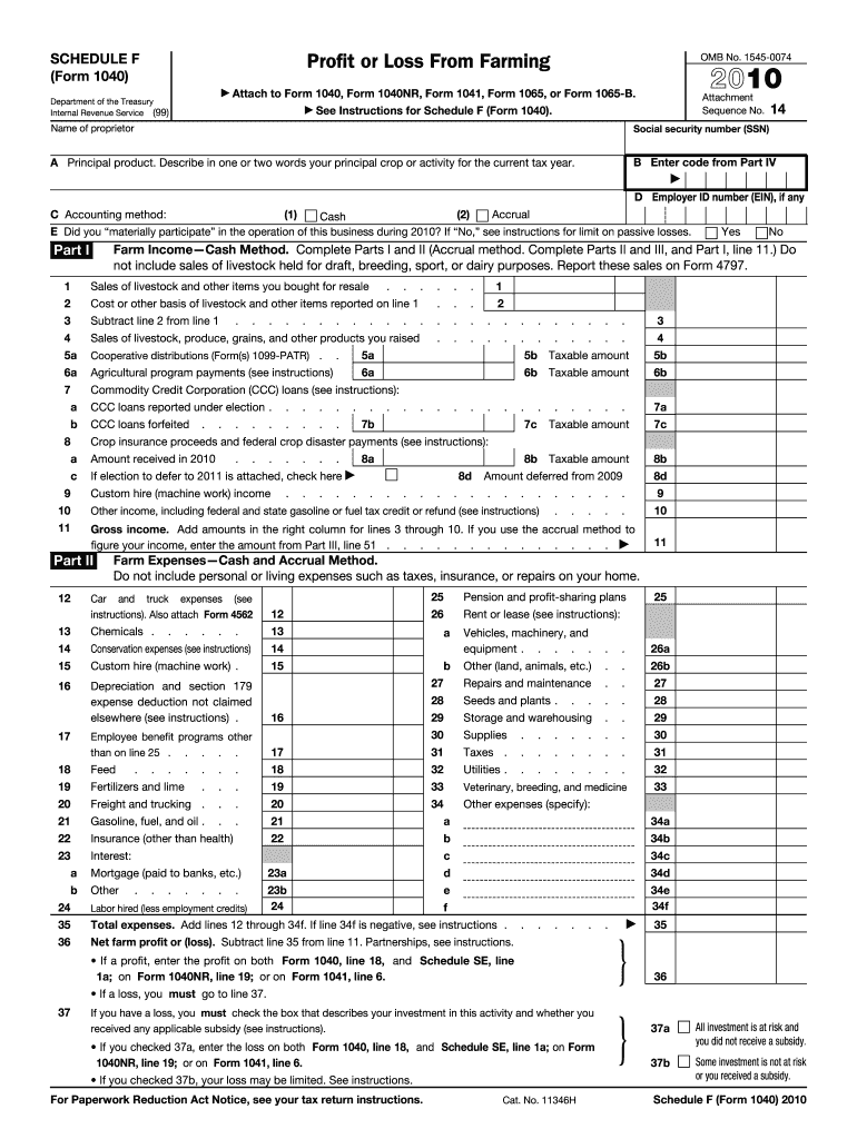 Form 1040 Schedule F