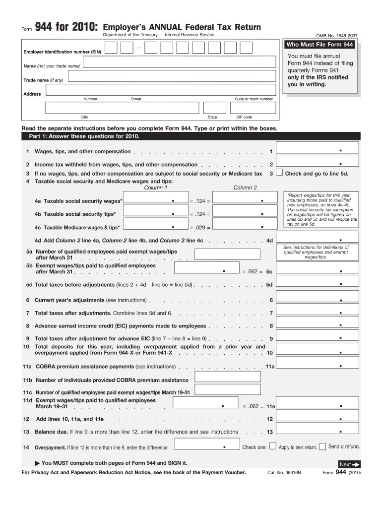  Form 944 2010