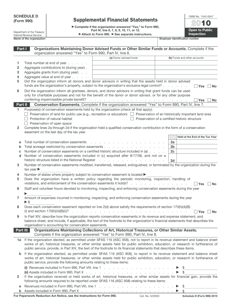  Form 990 Schedule D 2010