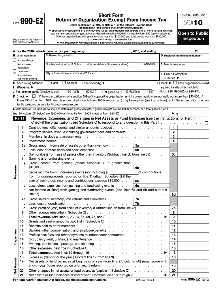  Form 990 Ez 2010