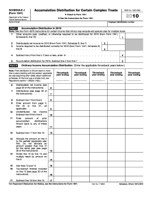 SCHEDULE J Form 1041 Department of the Treasury Internal Revenue Service Name of Trust Accumulation Distribution for Certain Com