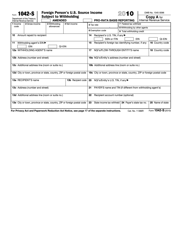  Form 1042 S 2010