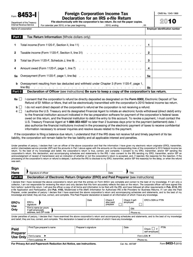 Form 8453 I for