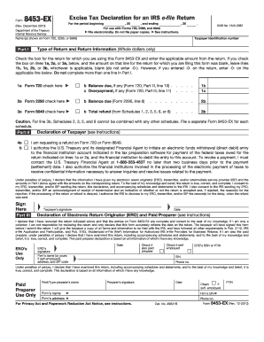 Form 8453 EX Rev December Excise Tax Declaration for an IRS E File Return