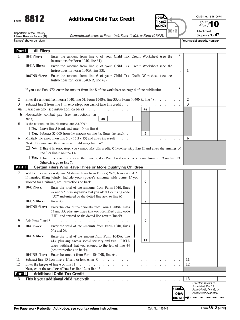  Form 8812 2010