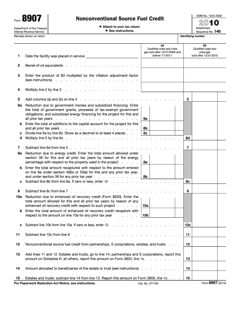 Form 8907 Nonconventional Source Fuel Credit