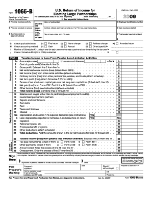 Form 1065 B U S Return of Income for Electing Large Partnerships