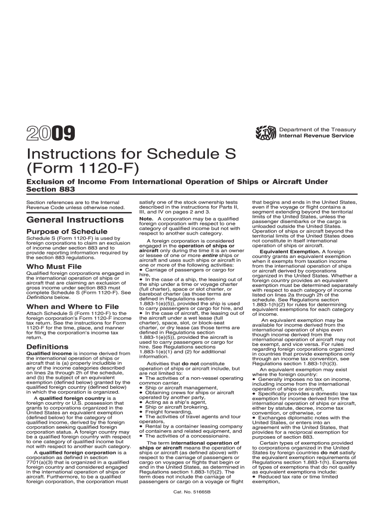 Instructions for Schedule S Form 1120 F Department of the Treasury Internal Revenue Service Exclusion of Income from Internation