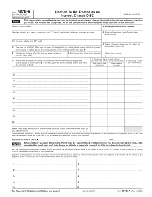 Form 4876 a December Election to Be Treated as an Interest Charge DISC