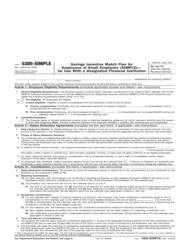  5305 Simple Form 2008