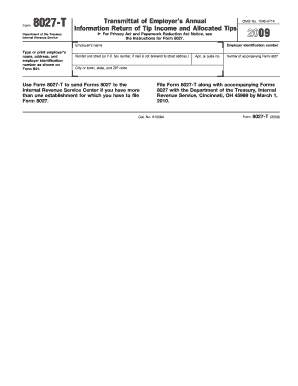 Form 8027 T IRS Video Portal