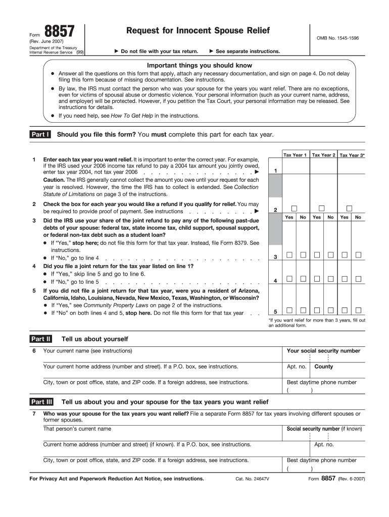  Form 8857 from Irs 2007