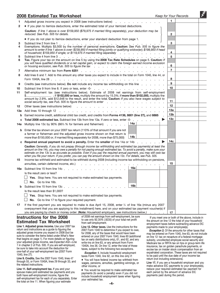 If You Are Not Required to Make Estimated Tax Payments for , You Can Discard This Package  Form
