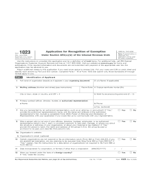 Department of the Treasury Internal Revenue Service Notice 1382 January Changes for Form 1023 Mailing Address Parts IX and X Cha