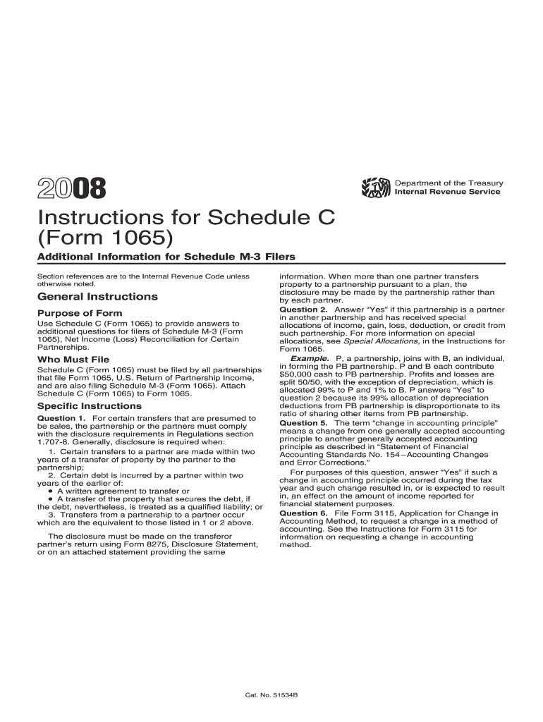 Instruction 1065 SCHEDULE C Instructions for Schedule C Form 1065, Additional Information for Schedule M 3 Filers