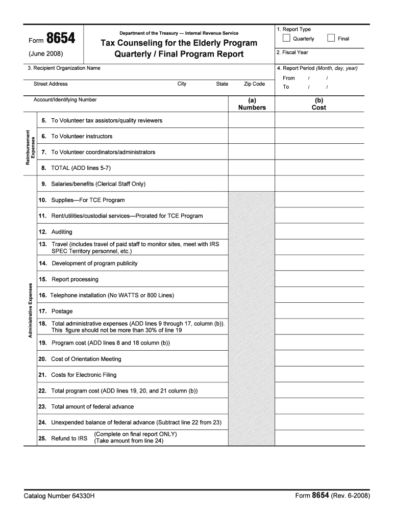 Form 8654 for Tce